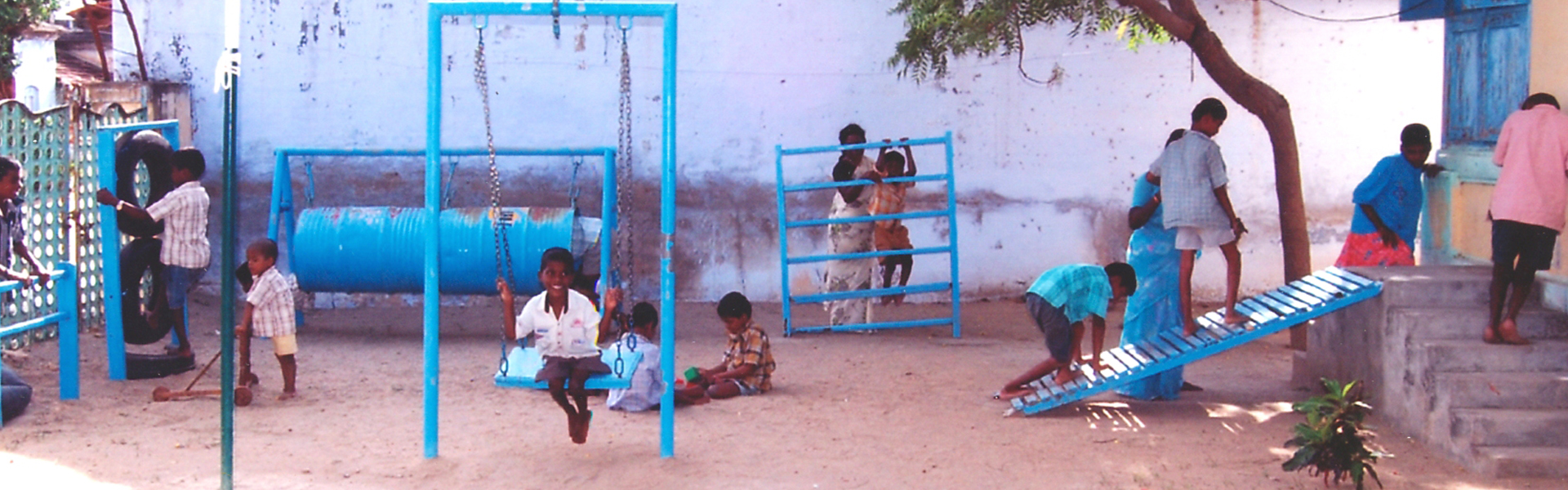 Outdoor play forms part of play therapy for Children at the rural Residential Centre, Musiri